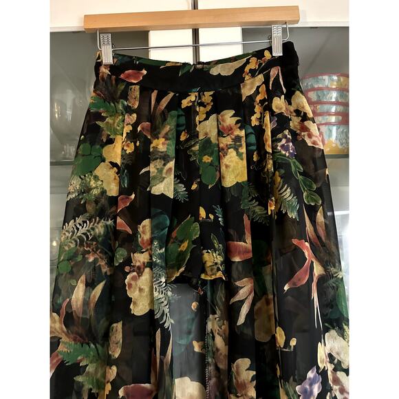 LUXXEL Women's Tropical Skirt Floral Open Front Attached Shorts Size Medium - Picture 3 of 7